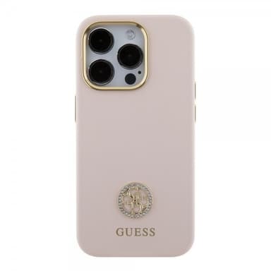 Guess iPhone 15 Pro Cover Liquid Silicone Metal Logo Lyserød