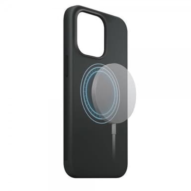 XQISIT iPhone 15 Pro Cover Silicone Case MagSafe Sort