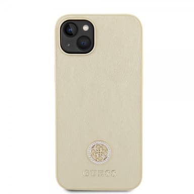 Guess iPhone 15 Cover Metal Logo Strass Guld