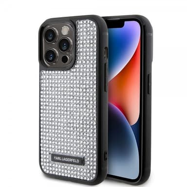 Karl Lagerfeld iPhone 15 Pro Cover Rhinestone Sølv