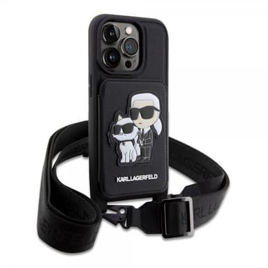 Karl Lagerfeld iPhone 14 Pro Max Cover Crossbody Cardslot Cover Sort
