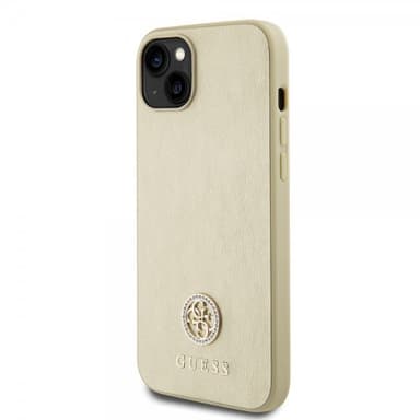 Guess iPhone 15 Cover Metal Logo Strass Guld