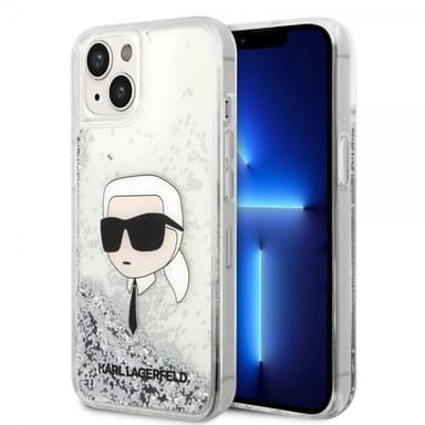 Karl Lagerfeld iPhone 15 Cover Liquid Glitter NFT Karl Sølv