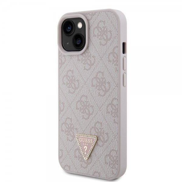 Guess iPhone 15 Cover 4G Metal Triangle Strass Lyserød