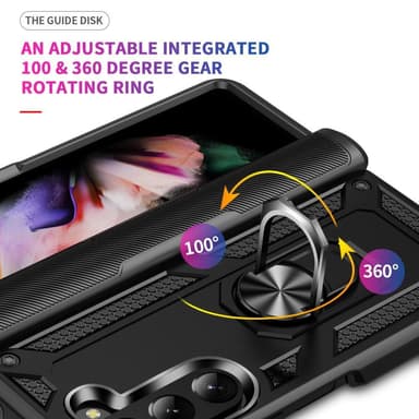 SKALO Samsung Z Fold5 Armor Hybrid metal ring cover - Sort