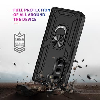 SKALO Samsung Z Fold5 Armor Hybrid metal ring cover - Sort
