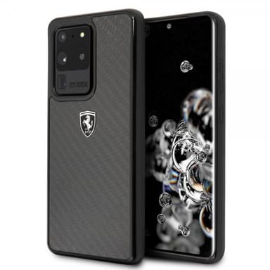Ferrari Samsung Galaxy S20 Ultra Cover Kulfibertekstur Sort