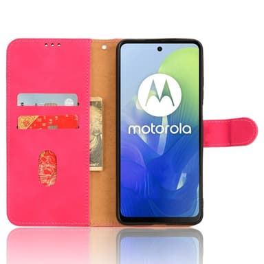 SKALO Motorola Moto E14 4G Matt PU-læderpungetui - Cerise