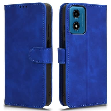 SKALO Motorola Moto E14 4G Matt PU-læderpungetui - Blå