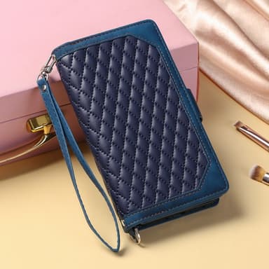 SKALO Motorola Moto E14 4G Big Wallet Quilted Flip Cover - Blå
