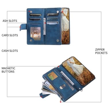 SKALO Motorola Moto E14 4G Big Wallet Quilted Flip Cover - Blå