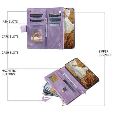 SKALO Motorola Moto E14 4G Big Wallet Quilted Flip Cover - Lilla
