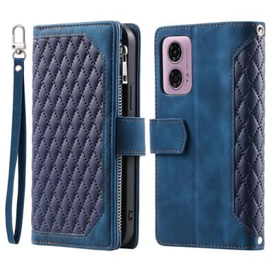 SKALO Motorola Moto E14 4G Big Wallet Quilted Flip Cover - Blå