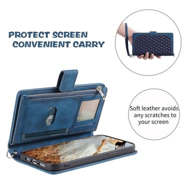 SKALO Motorola Moto E14 4G Big Wallet Quilted Flip Cover - Blå