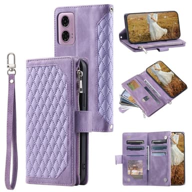 SKALO Motorola Moto E14 4G Big Wallet Quilted Flip Cover - Lilla