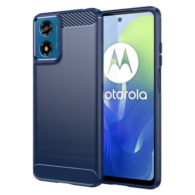 SKALO Motorola Moto E14 4G Armor Carbon Stødsikker TPU-cover - Blå