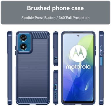 SKALO Motorola Moto E14 4G Armor Carbon Stødsikker TPU-cover - Blå