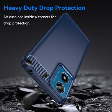 SKALO Motorola Moto E14 4G Armor Carbon Stødsikker TPU-cover - Blå