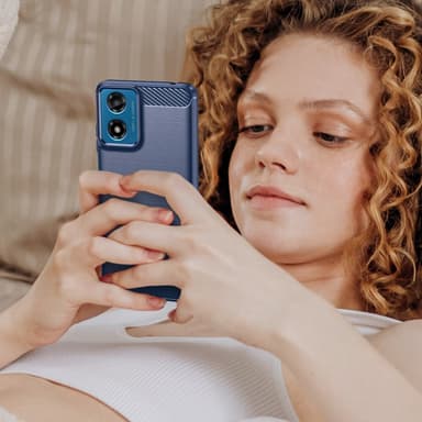 SKALO Motorola Moto E14 4G Armor Carbon Stødsikker TPU-cover - Blå