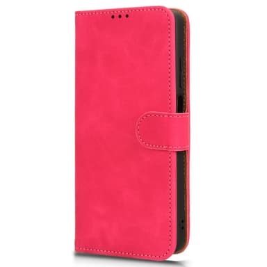SKALO Motorola Moto E14 4G Matt PU-læderpungetui - Cerise