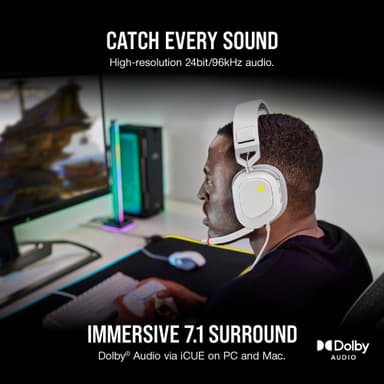 Corsair HS80 RGB USB gaming headset (hvid)