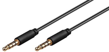 Audiotilslutningskabel AUX, 3,5 mm stereo 4-pin, slank, CU