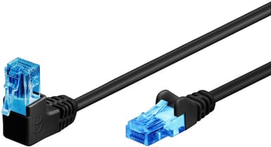 Netværkskabel CAT 6A vinklet 1x 90°, U/UTP, sort