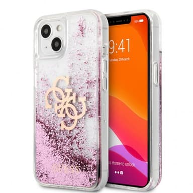 Guess iPhone 13 Mini Cover Liquid Glitter Lyserød