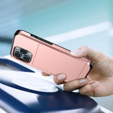 SKALO iPhone 13 Armor Cover kortholder - Rosa guld