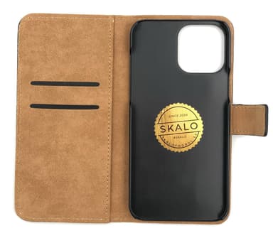 SKALO iPhone 13 Pro Max Flip Cover m. Pung i Ægte Læder - Brun