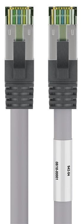 RJ45 (CAT 6A, 500 MHz) patchkabel med CAT 8.1 S/FTP råkabel, grå