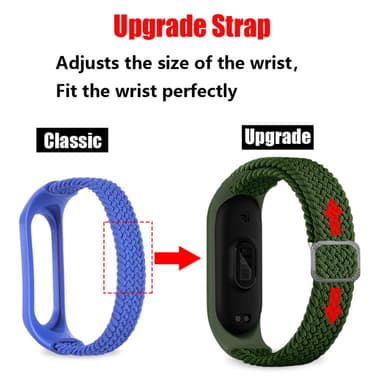 Urrem Nylon til Xiaomi Mi Band 3/4/5/6/7/NFC Sort