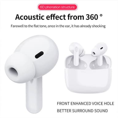Trådløse høretelefoner Bluetooth 5.0 touch-kontrol IPX5 Hvid