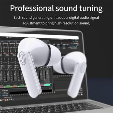 Trådløse høretelefoner Bluetooth 5.0 touch-kontrol IPX5 Hvid