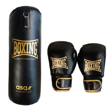 ASG Boksesæk+handsker 80 cm. 15 kg. - Guld