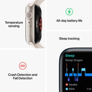 Apple Watch Series 8 41mm GPS (silver alu./white sportsbånd)