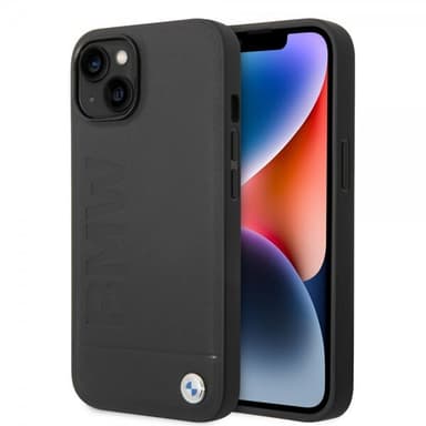 BMW iPhone 14 Plus Cover Hot Stamp Metal Logo Sort
