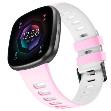 Twin Sport Armbånd Fitbit Sense 2 - Lyserød/hvid