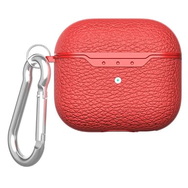 SKALO AirPods 4 Litchi Cover m. karabinhage - Rød