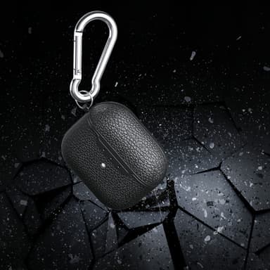 SKALO AirPods 4 Litchi Cover m. karabinhage - Grøn