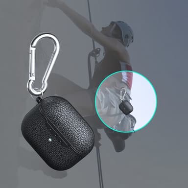 SKALO AirPods 4 Litchi Cover m. karabinhage - Grøn