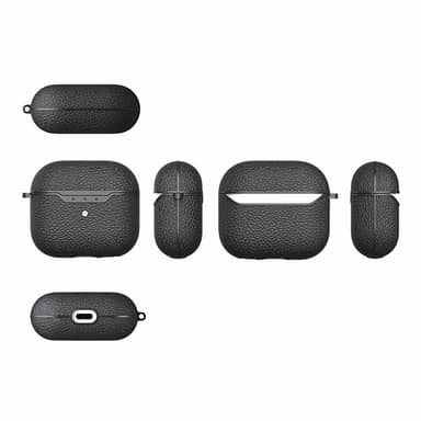 SKALO AirPods 4 Litchi Cover m. karabinhage - Grøn