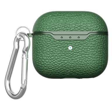 SKALO AirPods 4 Litchi Cover m. karabinhage - Grøn