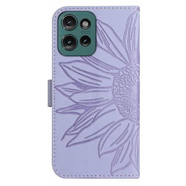 SKALO Motorola Edge 50 Neo 5G Flower PU læderpung med prægning - Lilla