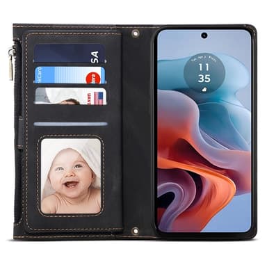 SKALO Motorola Moto G55 5G ESEBLE Big Wallet Pungetui - Sort