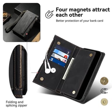 SKALO Motorola Moto G55 5G ESEBLE Big Wallet Pungetui - Sort