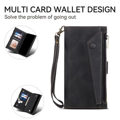SKALO Motorola Moto G55 5G ESEBLE Big Wallet Pungetui - Sort