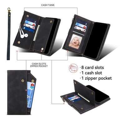 SKALO Motorola Moto G55 5G ESEBLE Big Wallet Pungetui - Sort