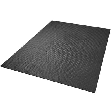 Fitnessgulv med 12 brikker - sort