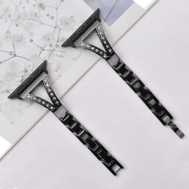 SKALO Smalt Metalarmbånd Bling Apple Watch Series 4-6 40mm - Sort